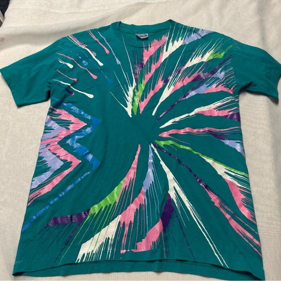 Hanes Other - Vtg Abstract Sparkle Paint Art T-Shirt Hanes USA Fifty Fifty Single Stitch Grail